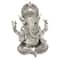 Silver Bohemian Polystone Sculpture, Ganesh 16" x 12" x 8"